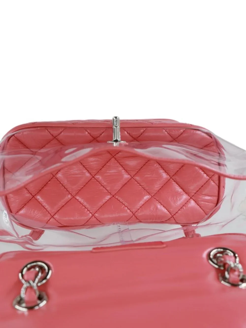 Chanel  Crumpled Crumpled Quilted Calfskin PVC Backpack Pink